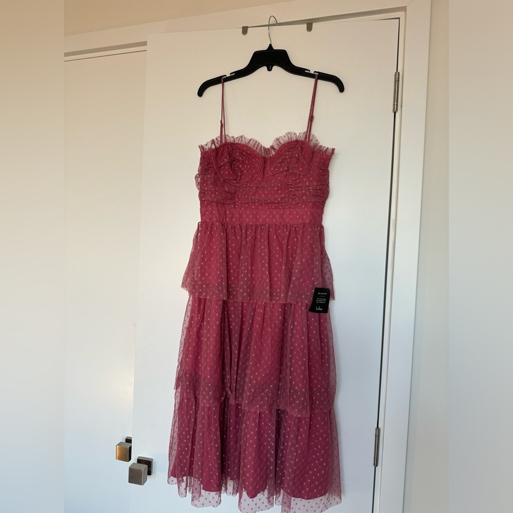 Lulu's Dusty Rose Tiered Midi Dress